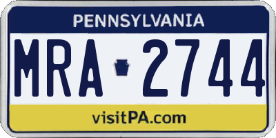 PA license plate MRA2744