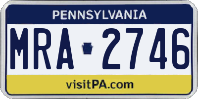 PA license plate MRA2746