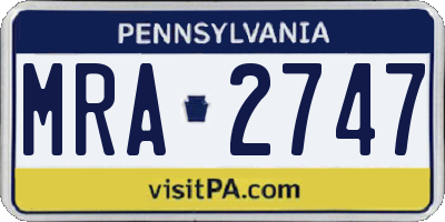 PA license plate MRA2747