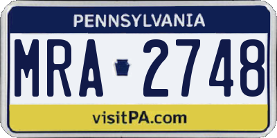 PA license plate MRA2748