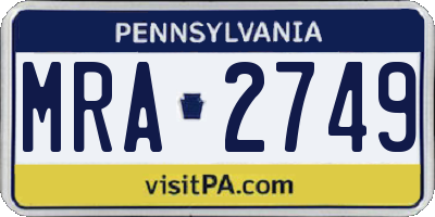 PA license plate MRA2749