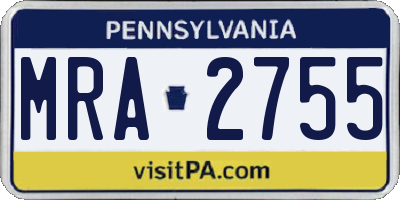 PA license plate MRA2755