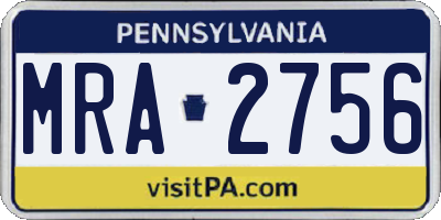 PA license plate MRA2756