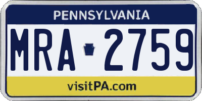 PA license plate MRA2759
