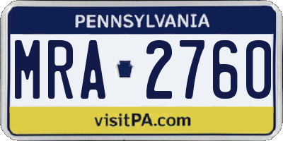 PA license plate MRA2760
