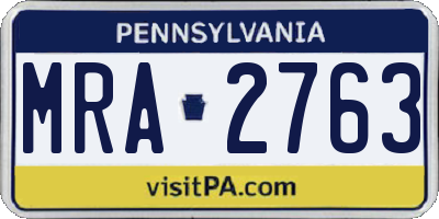 PA license plate MRA2763