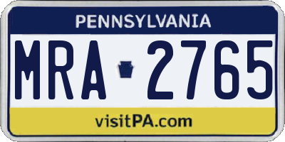 PA license plate MRA2765