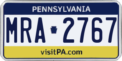 PA license plate MRA2767