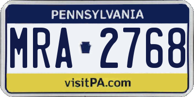 PA license plate MRA2768