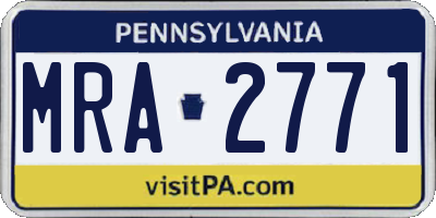 PA license plate MRA2771