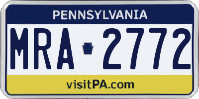 PA license plate MRA2772