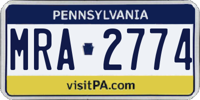 PA license plate MRA2774