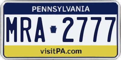 PA license plate MRA2777