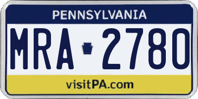 PA license plate MRA2780