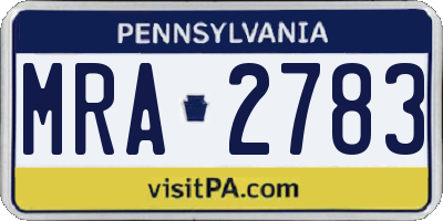 PA license plate MRA2783