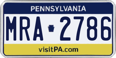 PA license plate MRA2786