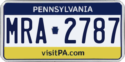 PA license plate MRA2787