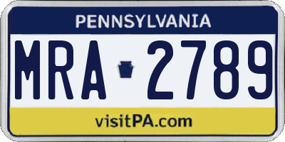 PA license plate MRA2789