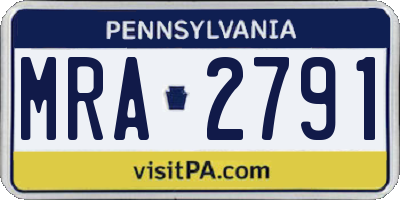 PA license plate MRA2791