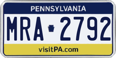 PA license plate MRA2792