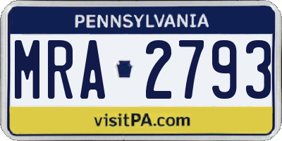 PA license plate MRA2793