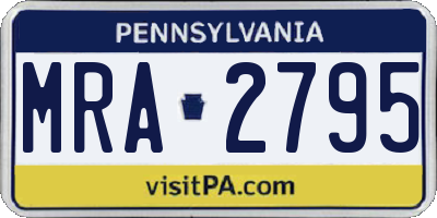 PA license plate MRA2795