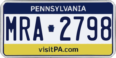 PA license plate MRA2798