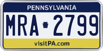 PA license plate MRA2799