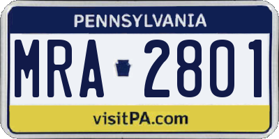 PA license plate MRA2801