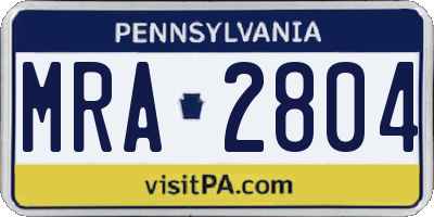 PA license plate MRA2804