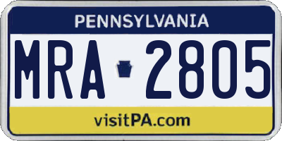 PA license plate MRA2805
