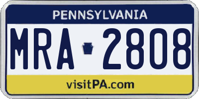 PA license plate MRA2808