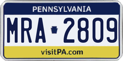 PA license plate MRA2809