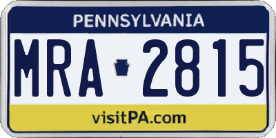 PA license plate MRA2815