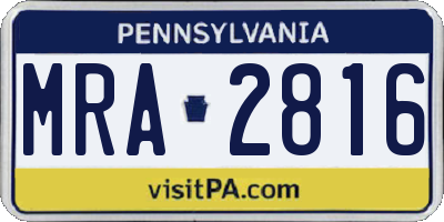 PA license plate MRA2816