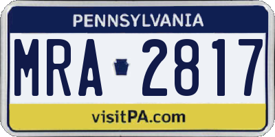PA license plate MRA2817