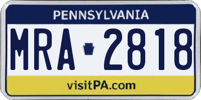 PA license plate MRA2818