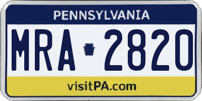 PA license plate MRA2820