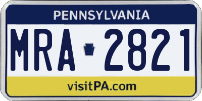 PA license plate MRA2821