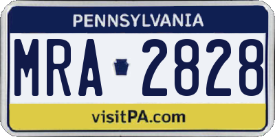 PA license plate MRA2828