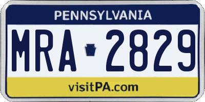 PA license plate MRA2829