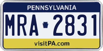 PA license plate MRA2831