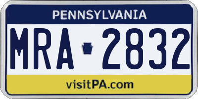 PA license plate MRA2832