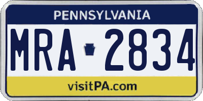 PA license plate MRA2834