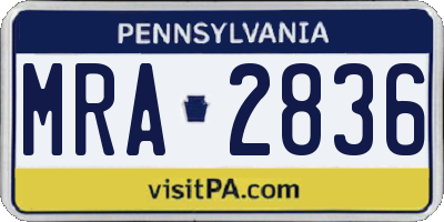 PA license plate MRA2836
