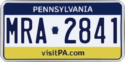 PA license plate MRA2841