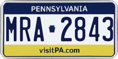 PA license plate MRA2843