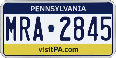 PA license plate MRA2845