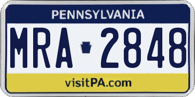 PA license plate MRA2848