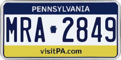 PA license plate MRA2849